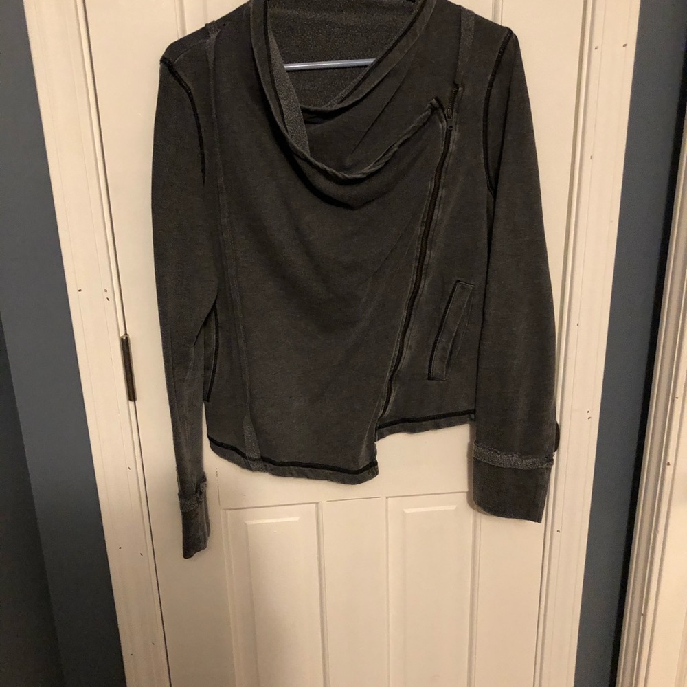 Moto style sweatshirt type cardigan